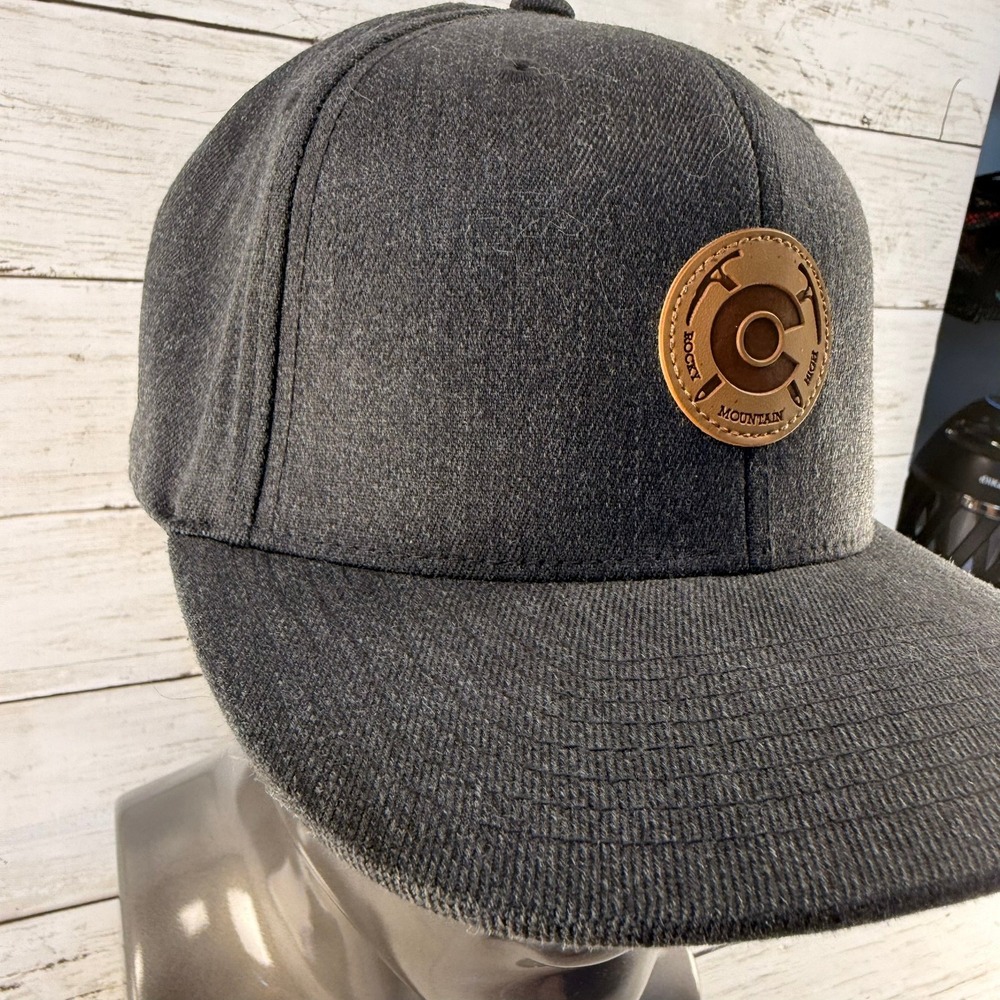 Limber Grove Rocky Mountain High Flexfit 110 Snapback Hat Gray Leather Patch Cap
